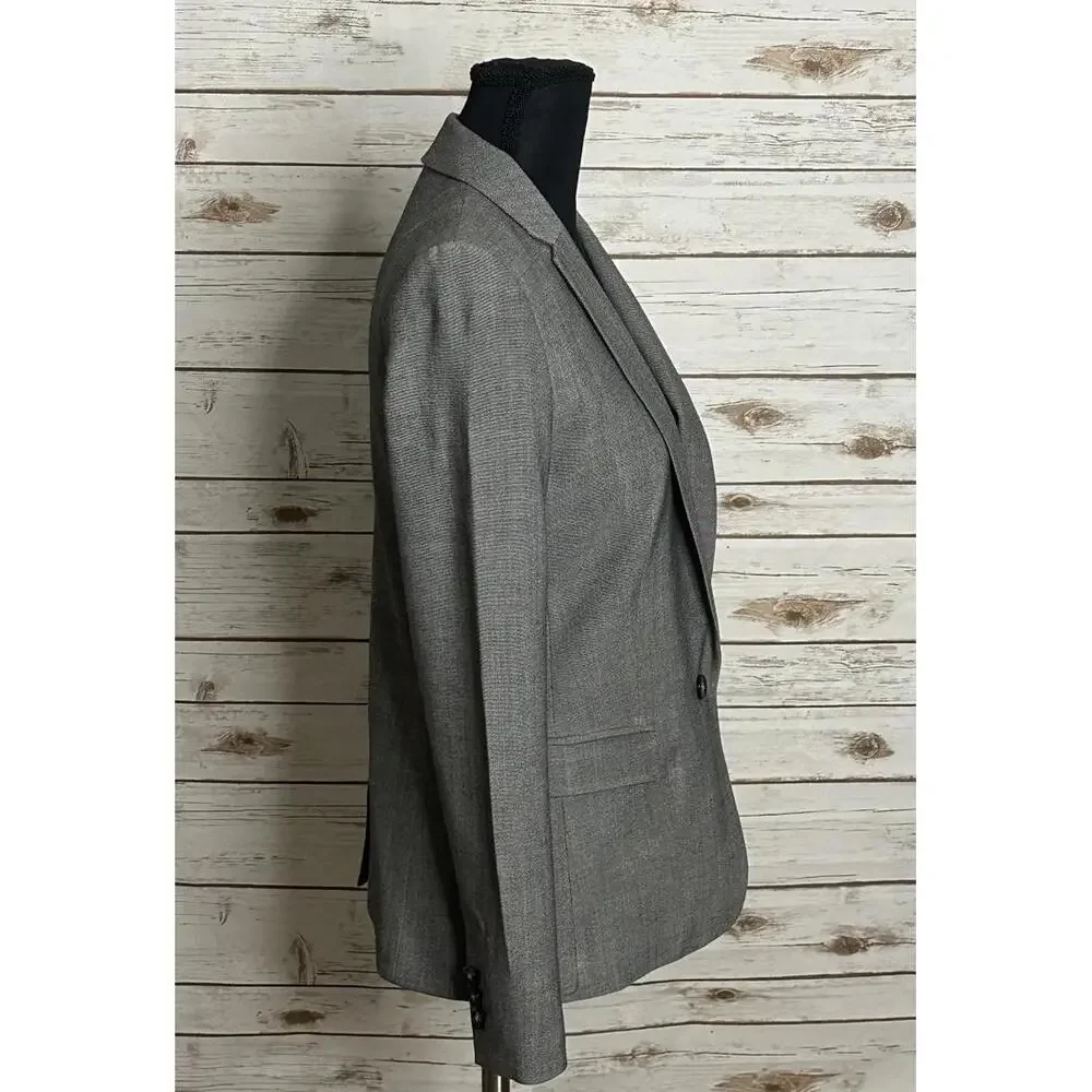 Banana Republic classic corpcore heather grey wool single-breasted blazer Size 0